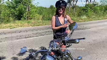 Police Woman Josephine Jackson Fucks With Biker Outdoors