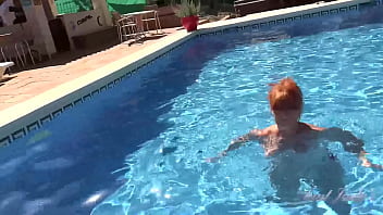 Auntjudys Busty Mature Redhead Melanie Goes For A Swim
