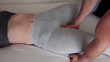 Touching Her Pussy In Grey Yogapants