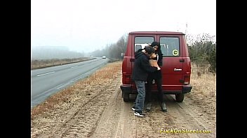 Horny Whore Sucks Cock On The Road