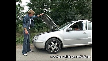 Brunette Mature Sex With Young Man For Fixing Her Car
