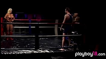 Muscular Busty Blonde Mature Beating A Dude In The Boxing Ring
